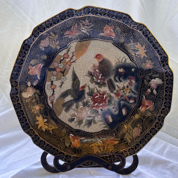 Antique Chinoiserie Hand-Painted Fine Porcelain Decorative Platter - Picture 1 of 7